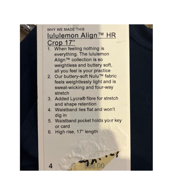 Lululemon Align High Rise Crop 17" Size 4 True Navy Yoga Pants Retail $88 - Picture 3 of 7